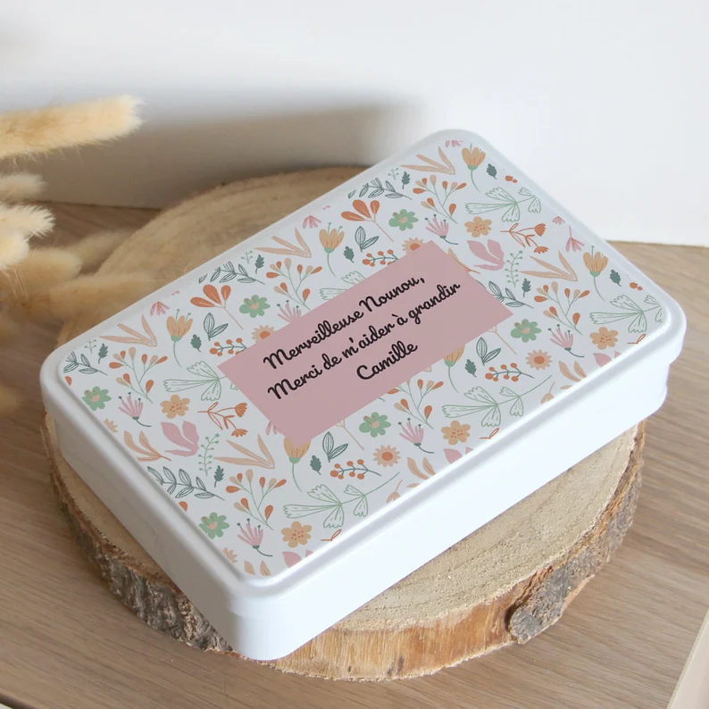 Boîte Personnalisée | Cadeau original personnalisé Nounou | Boîte à Sucre Métal | Merveilleuse Nounou | Boîte Rangement | Boîte Nounou – Image 2