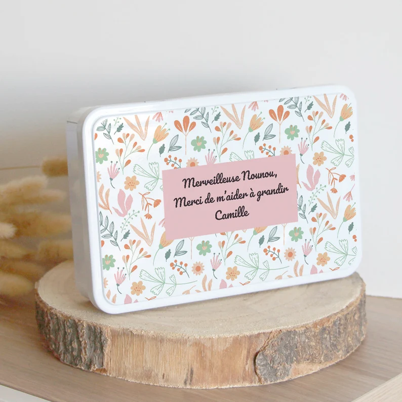 Boîte Personnalisée | Cadeau original personnalisé Nounou | Boîte à Sucre Métal | Merveilleuse Nounou | Boîte Rangement | Boîte Nounou – Image 3